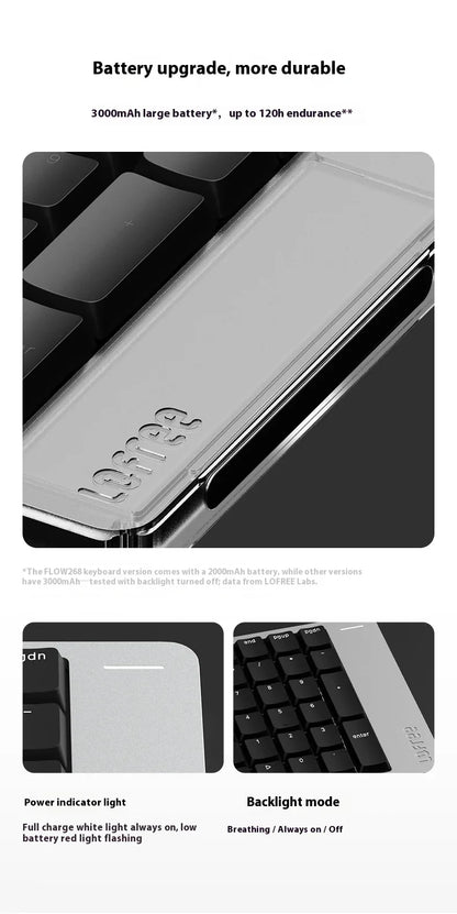 Lofree FLOW2 Mechanical Keyboard Business Office Wireless Bluetooth Wired Quiet & Gentle Sound Compatible Mute Aluminum Lump