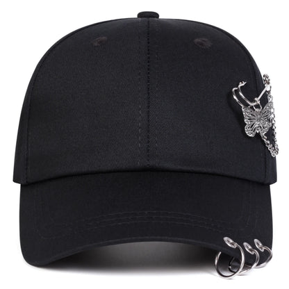 Unisex-Baseballkappen mit Schmetterlings-Eisenring für Frühling und Herbst – verstellbare Freizeitkappen für draußen – Sonnenschutzhut – Sportkappe