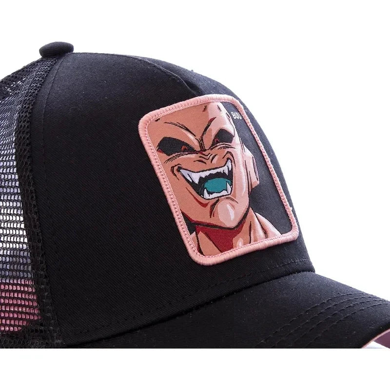 Dragon Ball Son Goku-Kappe, Sommer-Reisekappe mit Schirm, Herren-Kappe mit Stickerei, im Hip-Hop-Stil, Sonnenvisier, verstellbare Trucker-Kappe aus Netzstoff