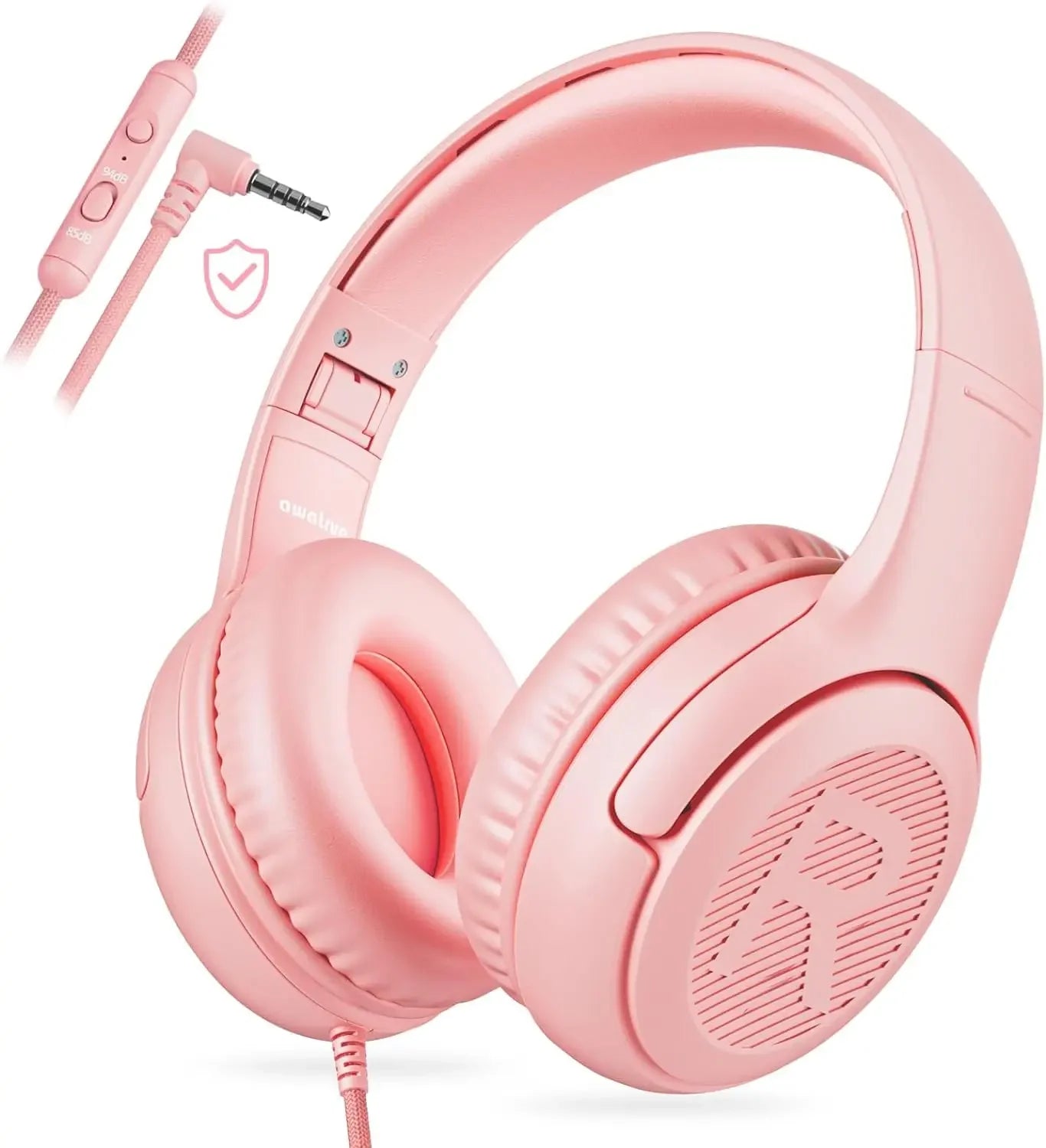 Awatrue Kids Headphones with Microphone, Safe Volume Limited Wired Kids Headphones for School, Toddler & Children, Comfortable Stereo Headset for Learning, Travel & Gaming