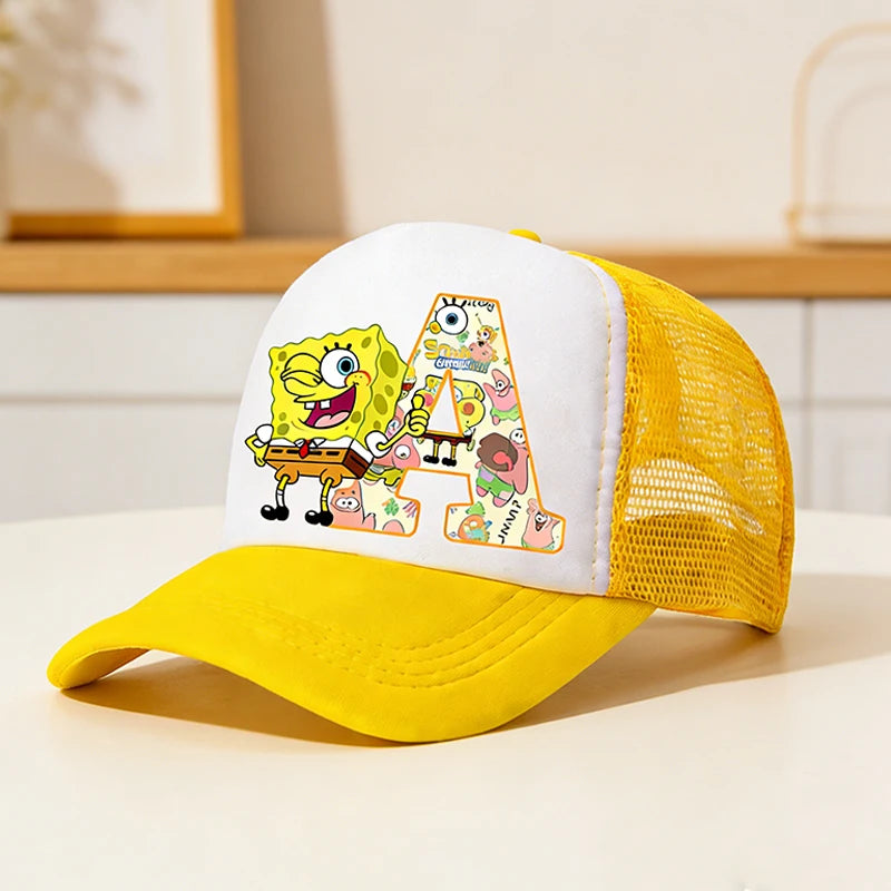 Casquette de baseball Bob l'éponge pour enfants et adultes, imprimé lettres, chapeaux de soleil, anime, dessin animé, casquettes à visière réglable, chapeau décontracté d'été, nouveauté