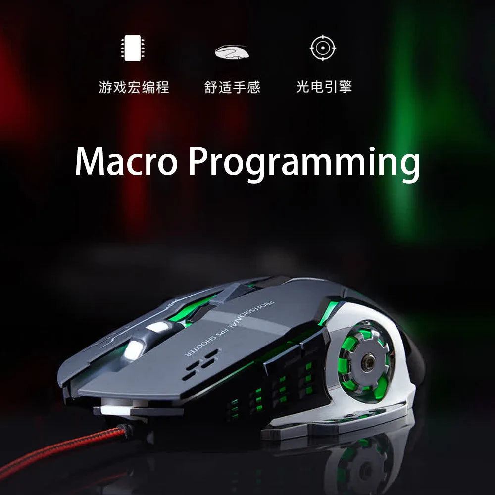 Carpbaba GM6 Gamer Gaming Mouse Adjustable Wired Optical LED Computer Mice USB Cable Silent Mouse For Laptop PC