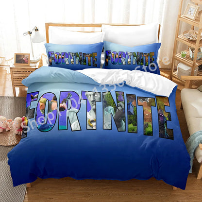 Battle Royale F-Fortnite 3PCS Bedding Set Kids Duvet Cover Quilt Pillowcase Double Size Victory Game Bedroom Linen Decoration