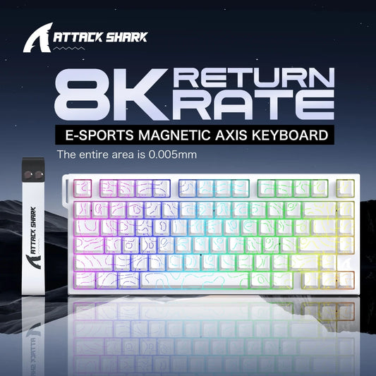 ATTACK SHARK R82HE High-Performance Magnetic Axis Keyboard, 8K Rate, 0.08ms Latency, 0.005mm RT Accuracy, 75% Layout, Five-Layer