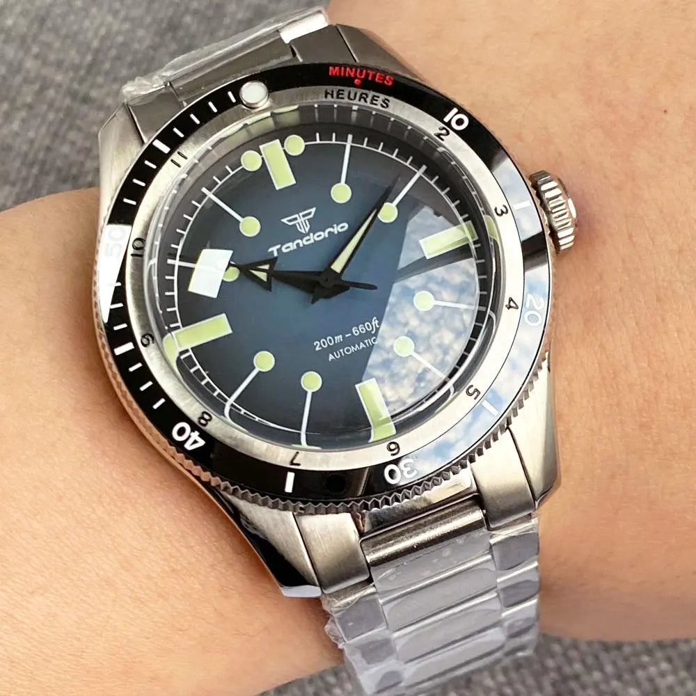 Pilot Watch 200M Water Resistant Mechanical Wristwatch NH35A PT5000 Miyota 8215 Domed Sapphire Glass 120 clicks Bezel Steel Band