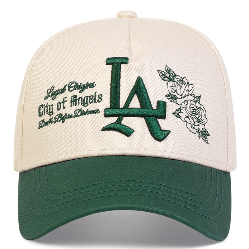 Unisex LA Rose Embroidery Snapback Baseball Caps Spring and Autumn Outdoor Adjustable Casual Hats Sunscreen Hat Sports Cap