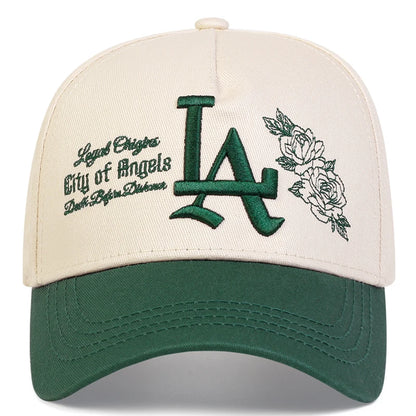 Unisex LA Rose Embroidery Snapback Baseball Caps Spring and Autumn Outdoor Adjustable Casual Hats Sunscreen Hat Sports Cap
