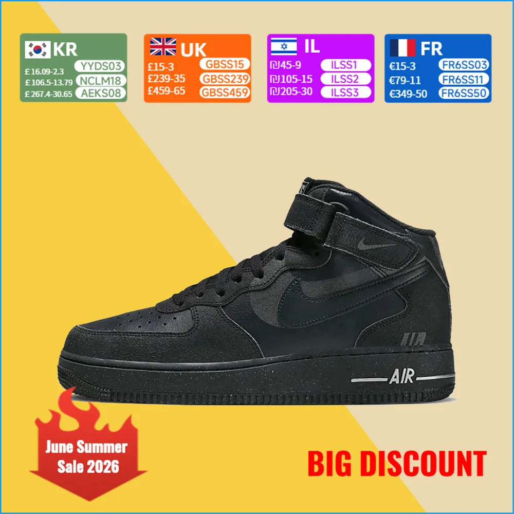 Nike Air Force 1 Mid unisex sneakers – Enkelondersteuning, klassiek dempend comfort en duurzaam voor de hele dag DQ7666-001