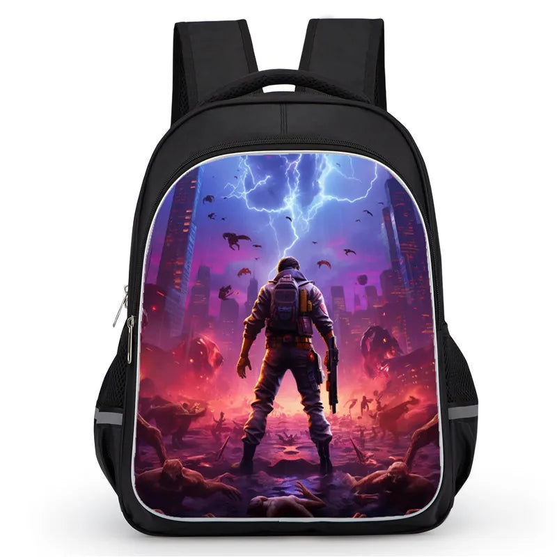 16 Inch Fortnite Cartoon Backpack Unisex for Boys Girls with Dual Zippers Large capacity lightweight student backpack