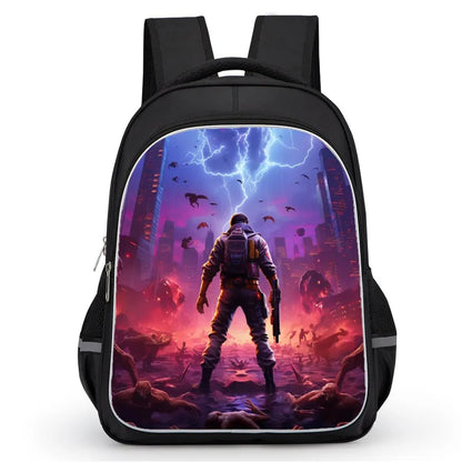 16 Inch Fortnite Cartoon Backpack Unisex for Boys Girls with Dual Zippers Large capacity lightweight student backpack