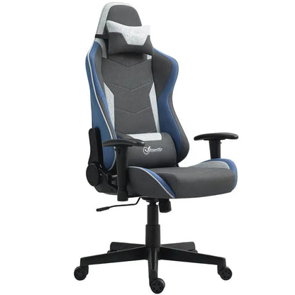Gaming Chair Reclining 150 °   With Rocking Function, in Linen Effect Fabric, 66X53X128-138 Cm, Gray