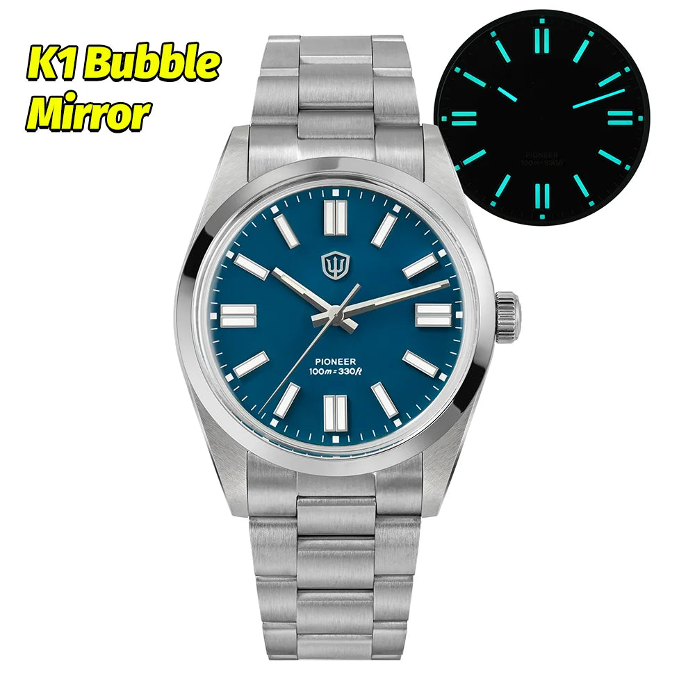 Watchdives WD1016 V3 36Mm VH31 Quartz Watch Man Multicolored K1 Bubble Mirror Sapphire Luminous 100M Waterproof Steel Wristwatch