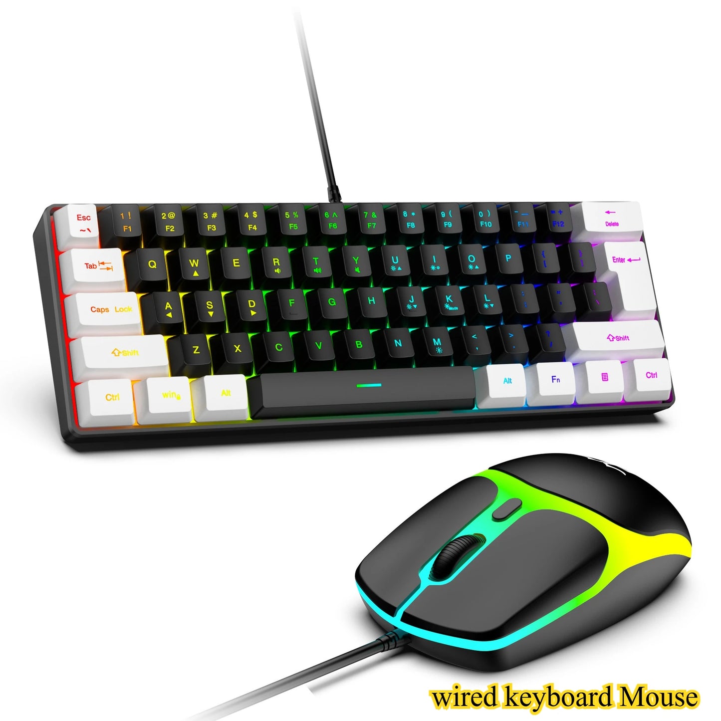 Teclado 61 key RGB Gamer keyboards 60% keyboard teclado para computadora ergonomic tastiera black white mini klavye toetsenbord
