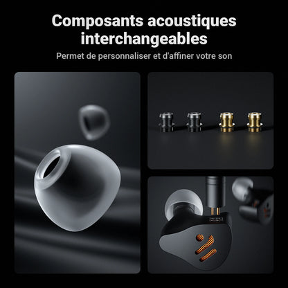 Fosi Audio IM4 HiFi Wired Earphones Open-Back Dynamic Driver IEM Headphones for Music Monitoring, Gaming & Professional Audio