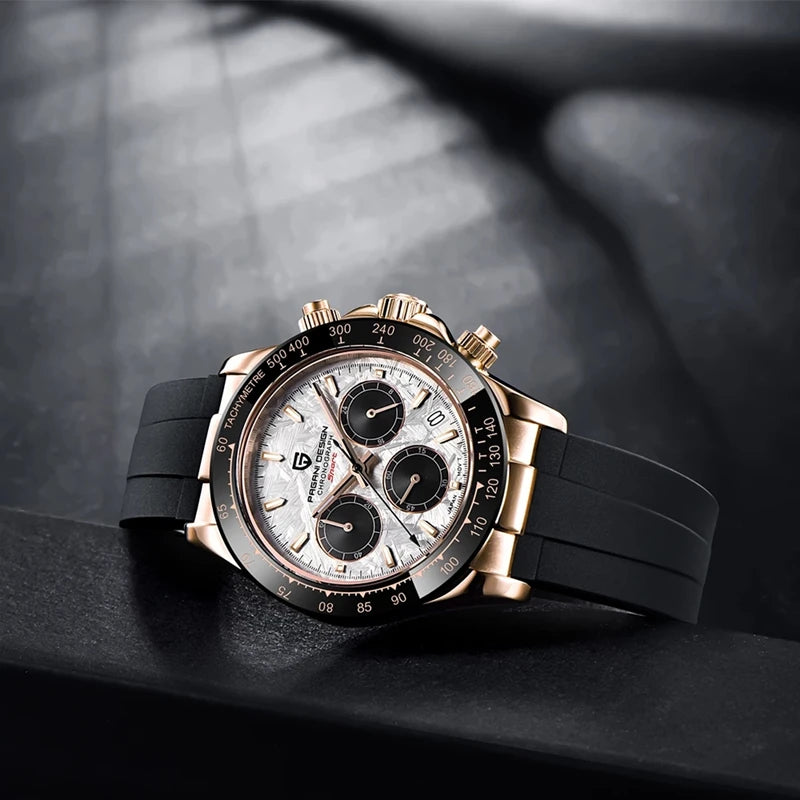 PAGANI DESIGN V2 40MM Relógio masculino de quartzo com mostrador meteorito, safira, cronógrafo retro, impermeável para homem