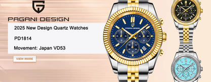 2025 PAGANI DESIGN 38MM Men's Classic Fashion Quartz Watches PD1731 VH31 Mov Stainless Steel Sport Waterproof Clock reloj hombre
