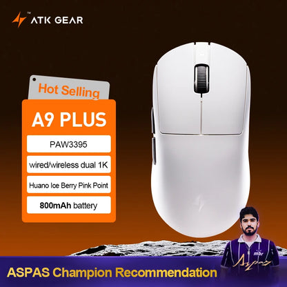 ATK Dragonfly A9 Ultra draadloze gamingmuis PAW3950 ultralicht tri-mode ergonomische e-sports gamermuis voor FPS A9 SE Plus
