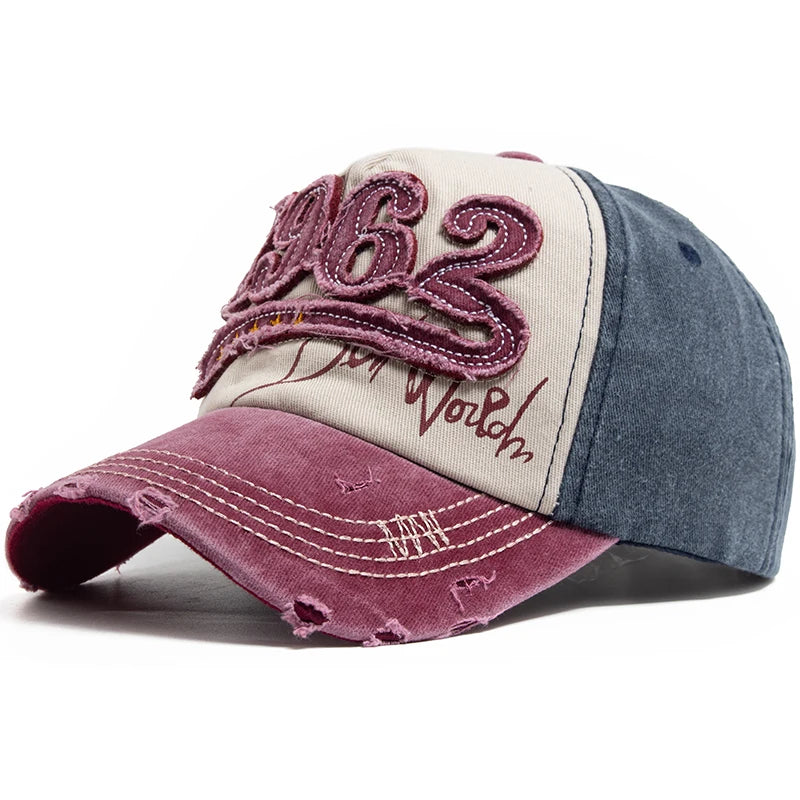 Fashion Vintage Washed Cotton Baseball Cap Men Digit 1962 Embroidery Snapback Spring Autumn Women Hat Visor Hip Hop Caps