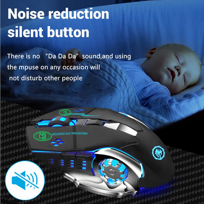 Vezeték nélküli Bluetooth egér 2.4G USB Mecha gaming egér, újratölthető, halk, háttérvilágításos, ergonomikus irodai egér, gamer kiegészítők