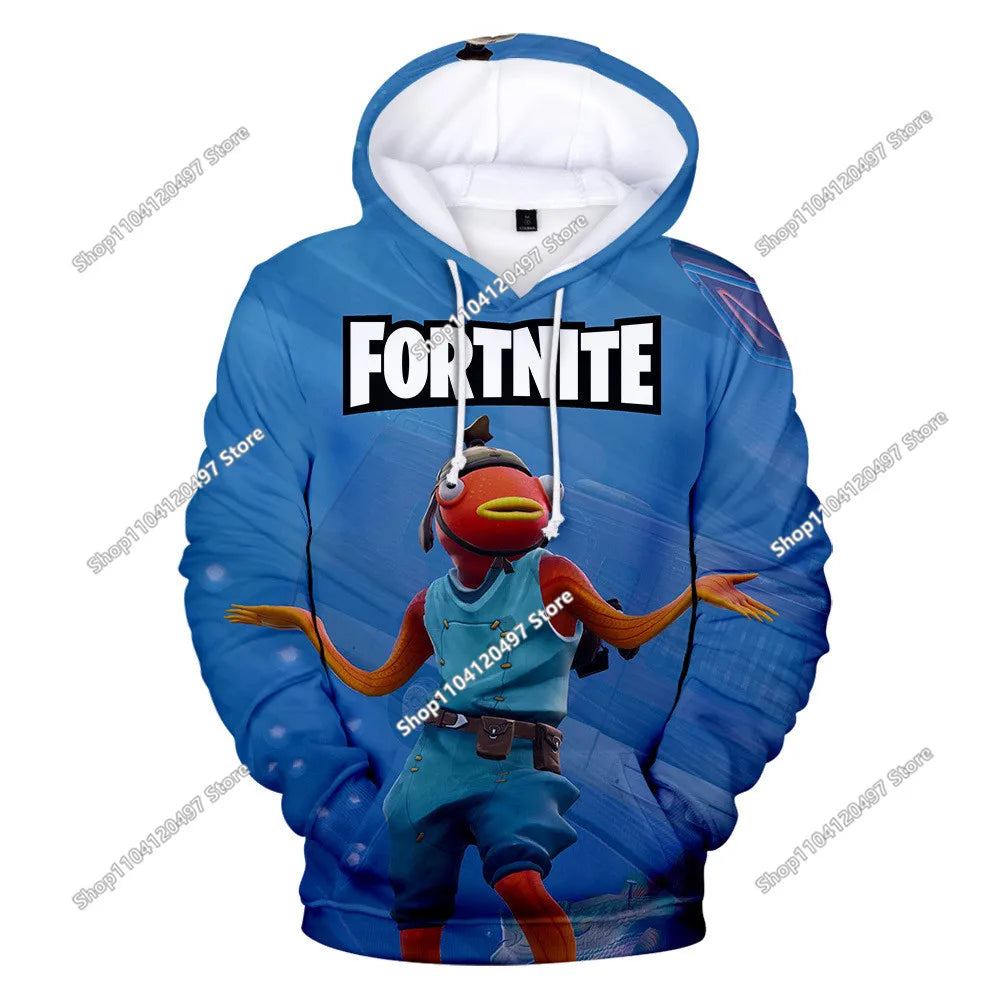 Φούτερ Cosplay Fortnites με κουκούλα, 3D τύπωμα παιχνιδιού, unisex, casual παλτό, anime περιφερειακό kawaii μπουφάν, παιδικά ρούχα, δώρα