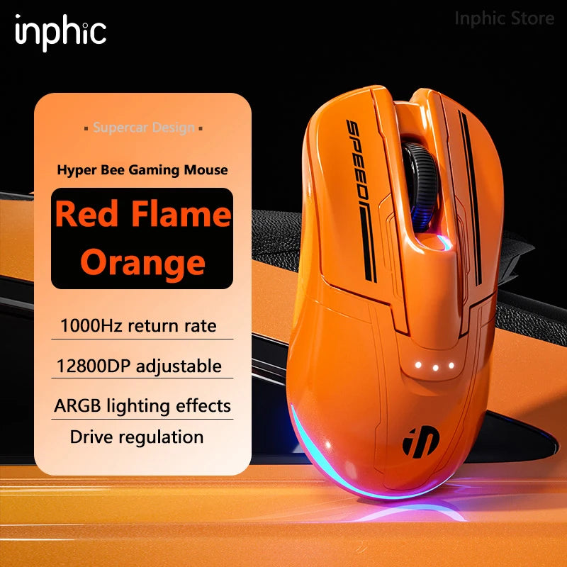 INPHIC Super Racing Car Series Wireless Bluetooth Gaming Mouse 500mA Battery Level Display Light Effect Customization