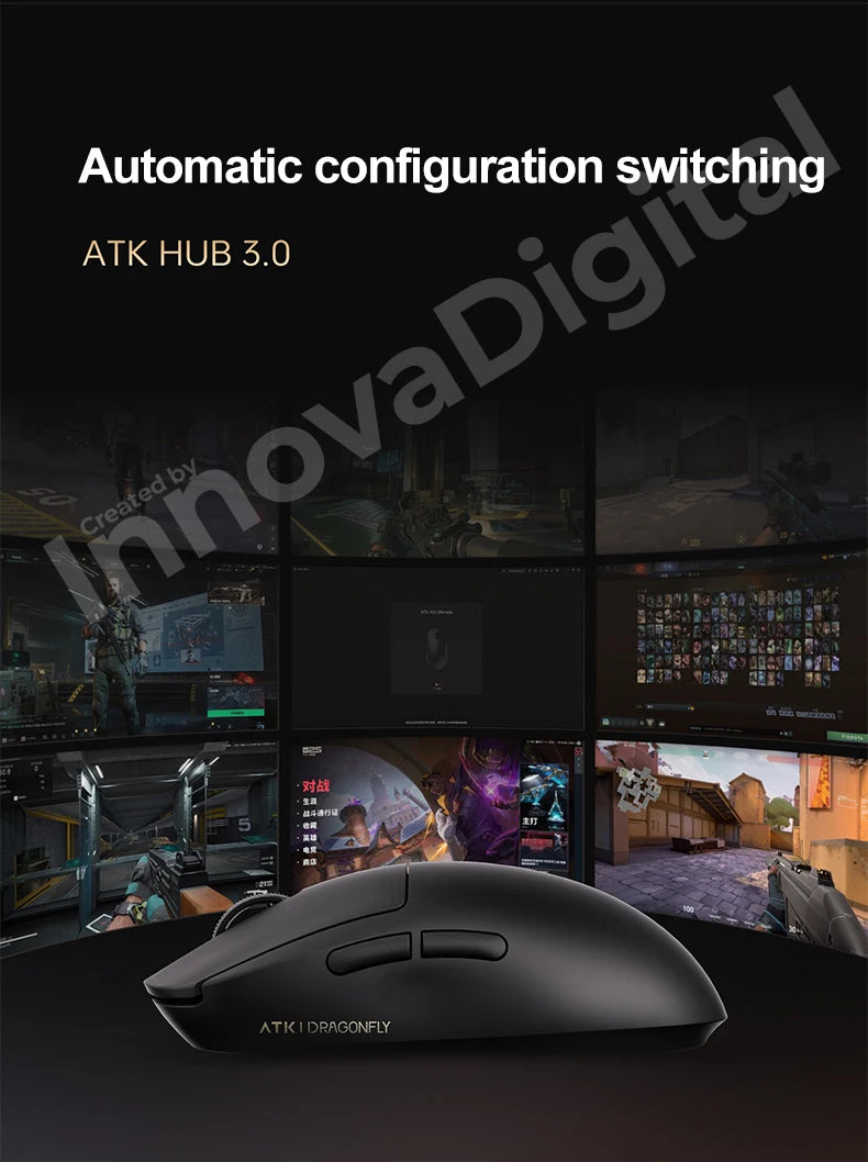 ATK Dragonfly A9 Ultimate Ασύρματο Gaming Mouse A9 Air PAW3950 Εξαιρετικά Ελαφρύ Εργονομικό Ποντίκι E-sports για Gamer FPS CSGO A9 Ultra
