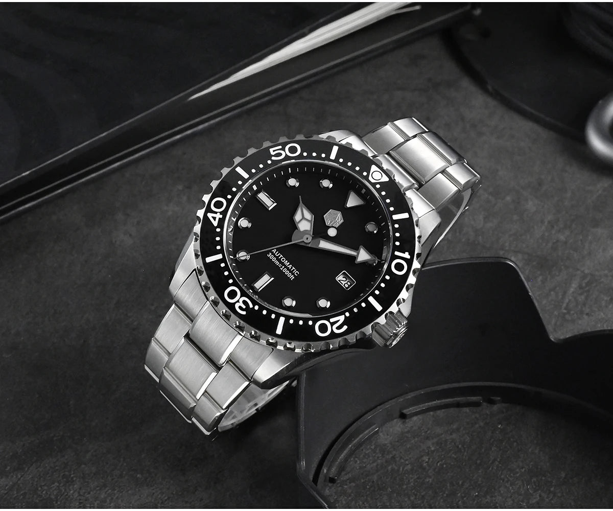 San Martin New 40-44mm Luxury Men's Diver Watch, Classic High Quality NH35 YN55 Automatic Mechanical, Sapphire, BGW-X1, 20Bar