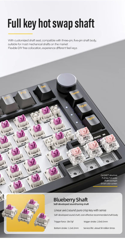 ATTACK SHARK X85/X85Pro Wireless Mechanical Keyboard 75% 82 Keys Tri-Mode Bluetooth Wired RGB Hot Swap Gasket Knob Large battery