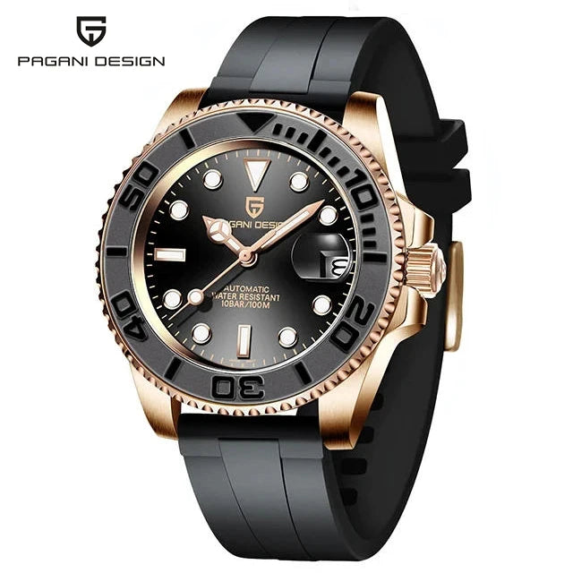 PAGANI DESIGN Luxury Mechanical Automatic Men's Watch Rose Gold Ceramic Rotating Frame Top Business watches for man reloj hombre