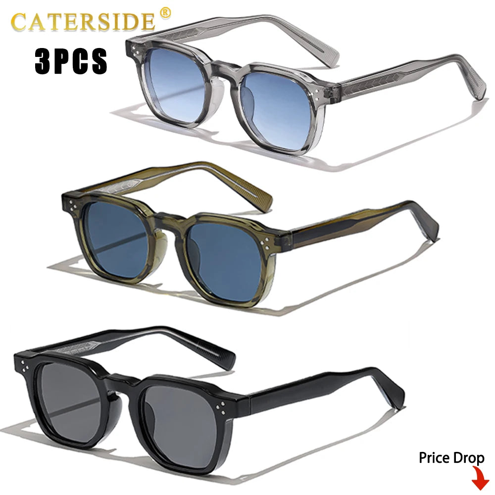 1/2/3 Pairs CATERSIDE Fashion Men Sunglasses Retro Brand Design Polycarbonate Frame Sun Glasses Women Travel Party Eyeglasses