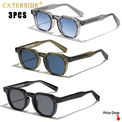1/2/3 Pairs CATERSIDE Fashion Men Sunglasses Retro Brand Design Polycarbonate Frame Sun Glasses Women Travel Party Eyeglasses