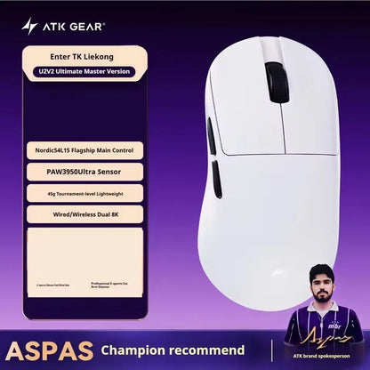 NEW ATK U2 V2 Mini Ultimate Wireless Gaming Mouse Tri-model Lightweight PAW3950Ultra 8KHz 500mAh Custom Ergonomic E-sports Mouse