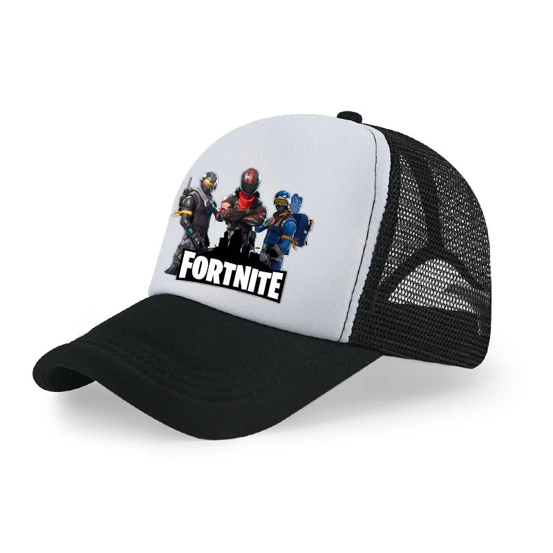 Fortnite-baseballkasket med tegneserieagtigt spilprint til børn, åndbar mesh-sommerkasket med justerbar skygge, fødselsdagsgave til børn