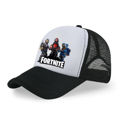 Fortnite-baseballkasket med tegneserieagtigt spilprint til børn, åndbar mesh-sommerkasket med justerbar skygge, fødselsdagsgave til børn