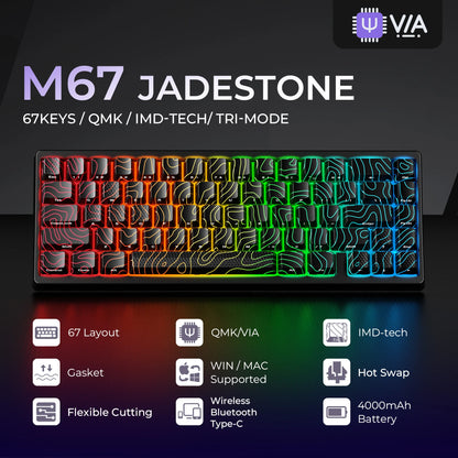 XVX Wireless Mechanical Keyboard M67 JadeStone With IMD-Tech Keycaps Tri-Mode Topographic White Gamer Keyboard Gasket Design