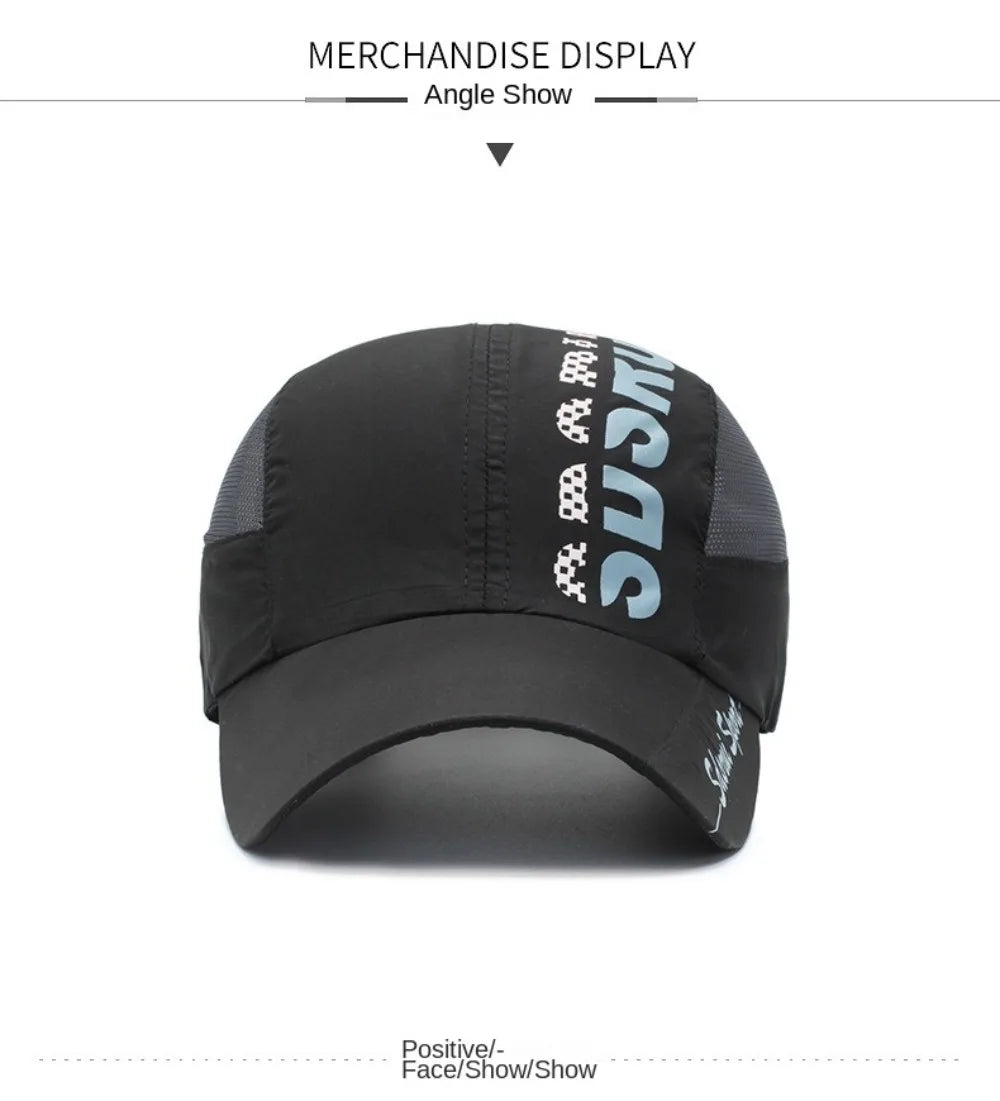 Unisex Wide Brim Mesh Baseball Cap Breathable Quick-drying Peaked Cap Adjustable Hip Hop Hats Outdoor Sports