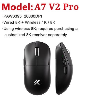 MCHOSE A7 V2 Ultra / Pro ľahká bezdrôtová herná myš s duálnou frekvenciou 8000Hz, PAW3950 TI, 42000DPI, pre PC a e-športových hráčov