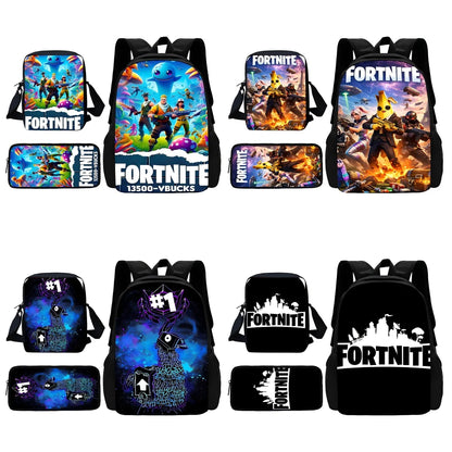 New Game Fortnite Child School Backpack with Shoulder Bag and Pencil Bags, School Bags for Boys and Girls, Best Gift