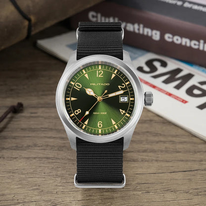 Militado ML08 Men Military Watch Ronda 515 Movement Sapphire Luminous Vintage Watches 10Bar Waterproof Stainless Steel Watch