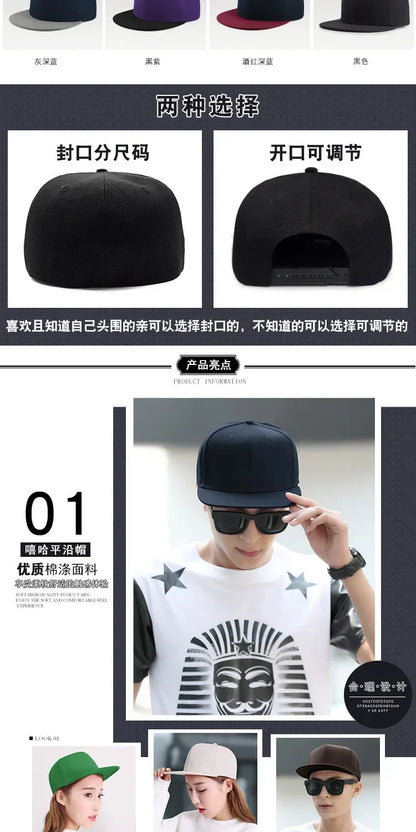 Big Bone Man Plus Size Baseballkappen für Erwachsene, flacher Schirm, Hip-Hop-Fitted-Cap, Herren und Damen, große Kappen, Snapback-Cap, Größe 6 3/4 bis 8