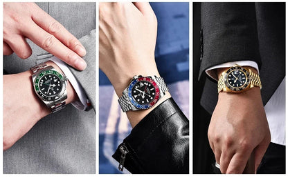 Montre automatique PAGANI DESIGN GMT 1662, montre-bracelet pour homme de 40 mm, étanche jusqu'à 100 m, montres-bracelets mécaniques pour homme Cloc