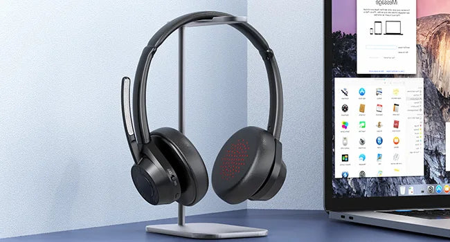 Bluetooth Headset, Wireless Bluetooth V5.4 Headphones with Microphone, Noise Canceling Mic Multipoint Connect Wireless Headset