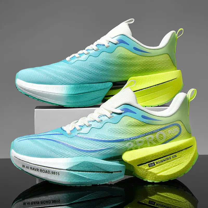 New Men's Carbon Plate Sneakers Outdoor Soft Sole Mesh Sports Shoes Running Shoes Light Anti-Slip Casual Couple Tennis Shoes