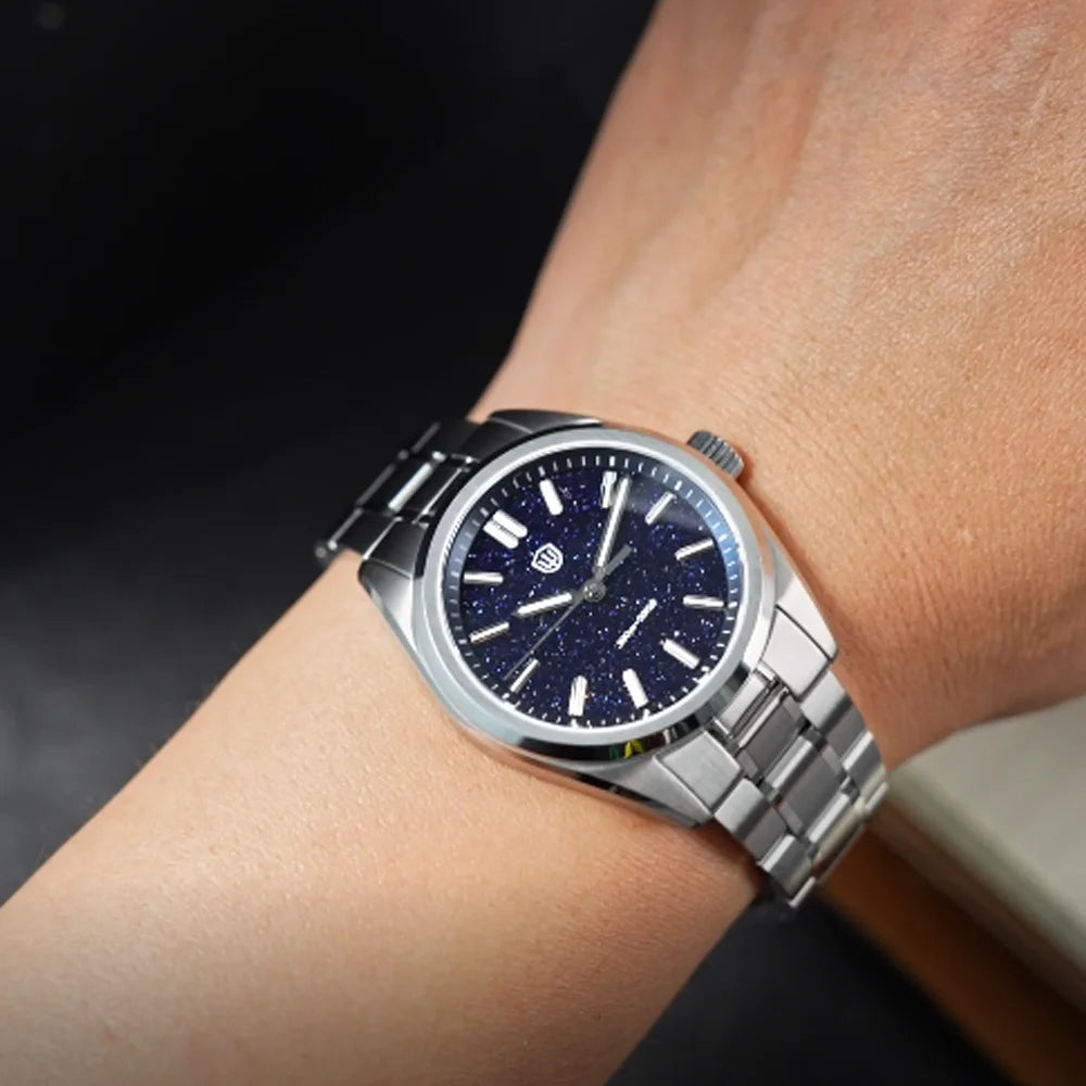Watchdives New WD0003B ‌Aventurine Dial Watch VH31 Quartz Movement Sapphire Crystal Luminous 100m Waterproof 36mm Vintage Watch