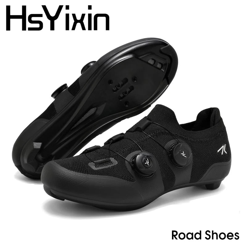Cyklistické boty na silniční kolo, unisex, HsYixin, prodyšné, se samozamykacím systémem SPD, protiskluzové, závodní boty na silniční kolo, ploché, MTB, cyklistické tenisky