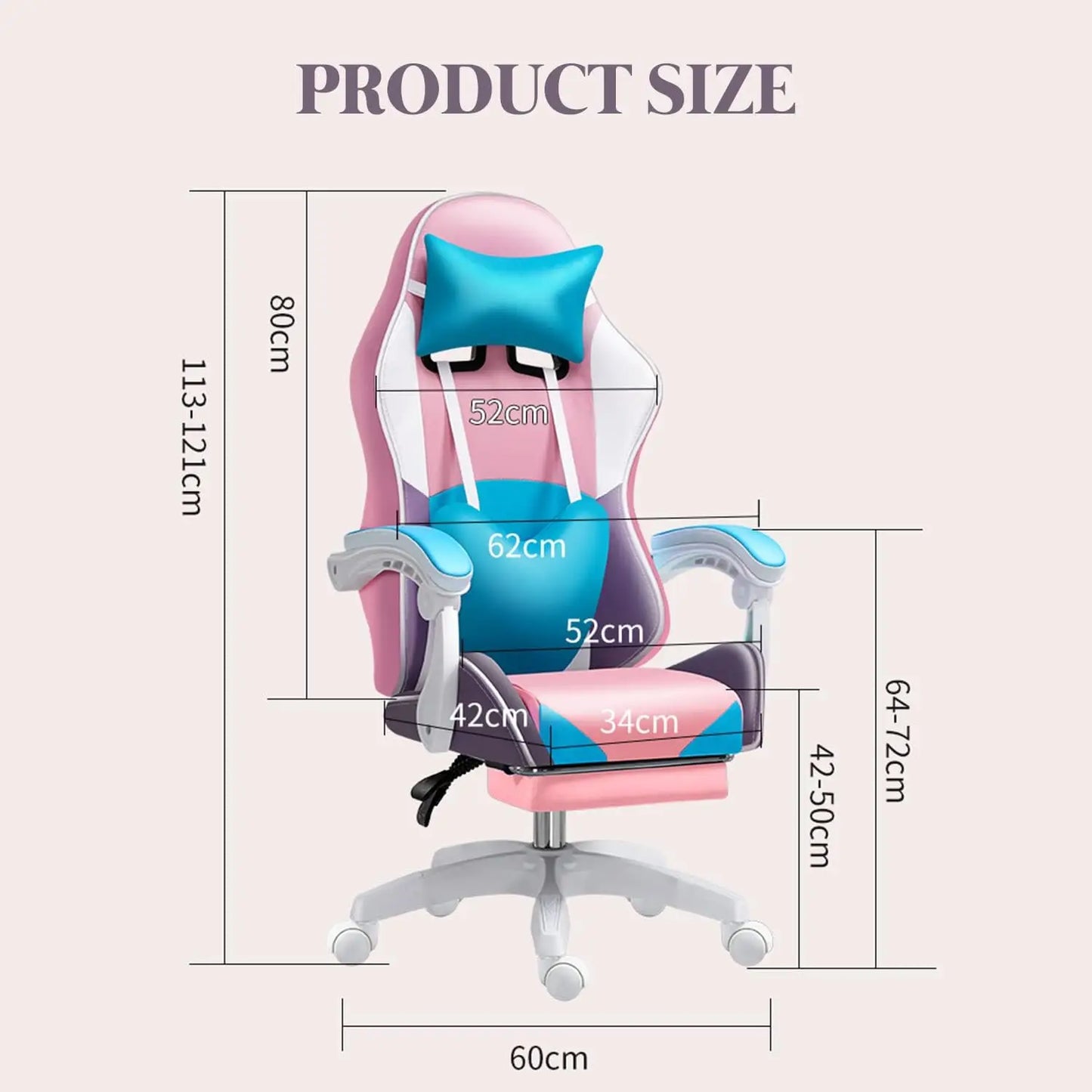 RGB LED Gaming Chair for Adults, Ergonomic Video Game Chair with Speakers, Lumbar Support Office Chair Reclining Computer Chair