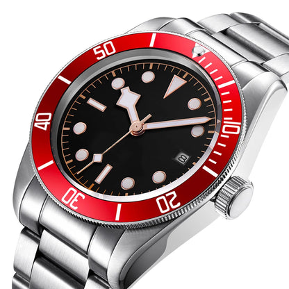 41MM Custom Name NH35A / Miyota 8215 Personalized Men's Automatic Watch Black Dial · Sapphire Crystal · 20ATM · Name & Logo E