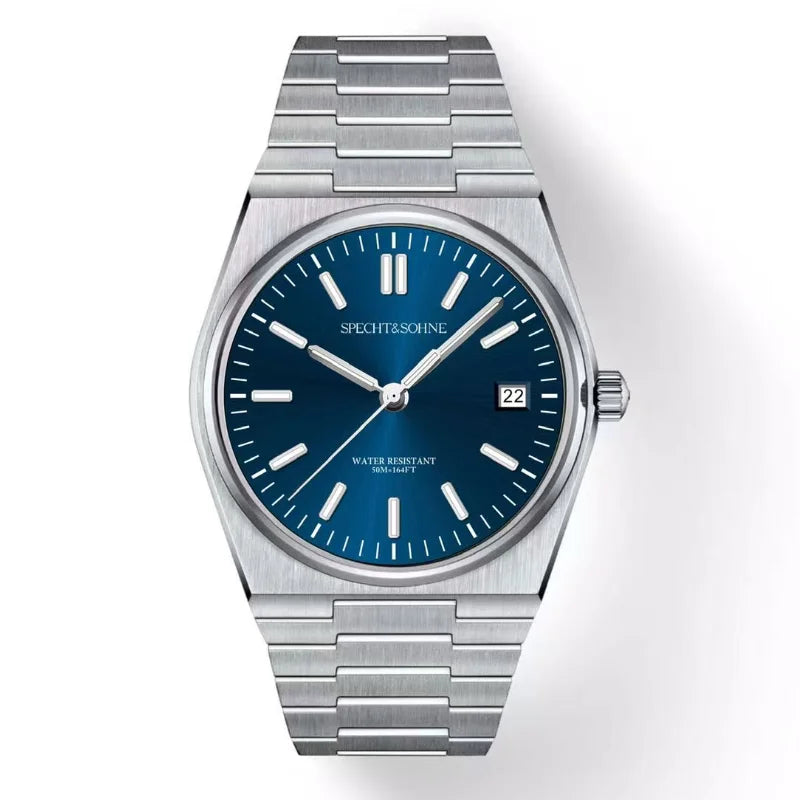 2025 SPECHT&SOHNE New Rubber Strap Fashion Quartz Watches For Men Stainless Steel Watch Ice Blue Luminous Sapphire Crystal 5BAR