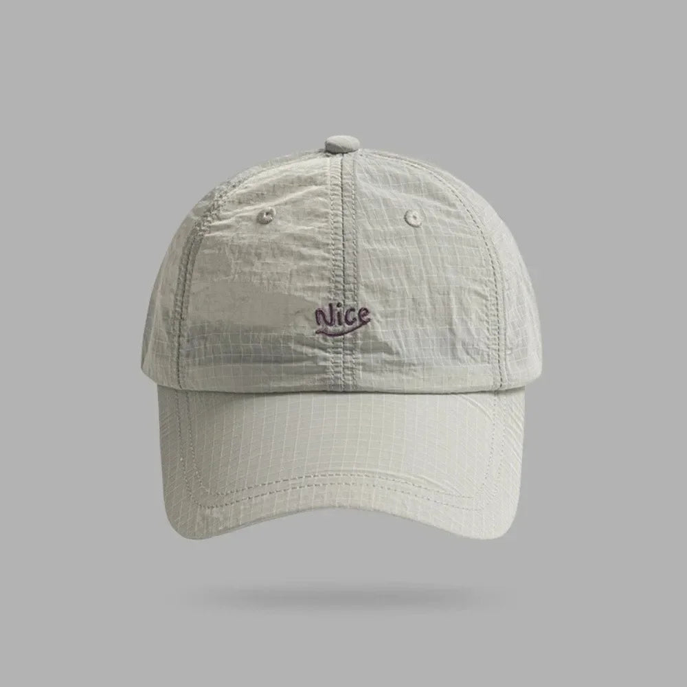 Fashion Plaid Thin Sun Cap Quick-drying Letter Embroidery Sports Running Cap Adjustable Breathable Summer Cap Men Women