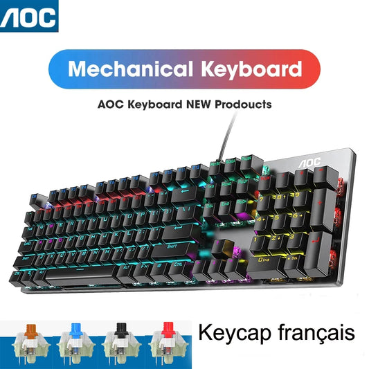 GK410 104 Full Keys Hot Swap Metal Panel Mechanical Keyboard RGB Light Green Black Tea Redaxis non-impact game computer keyboard